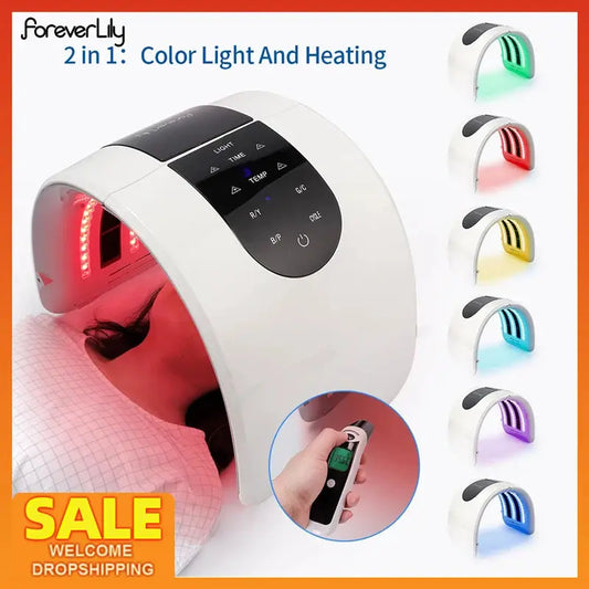 Foreverlily LED Phototherapy Beauty Equipment 7 Colors LED Photon Heating Therapy Facial Mask Skin Firm Spot Acne Remove Device - Vior Paris