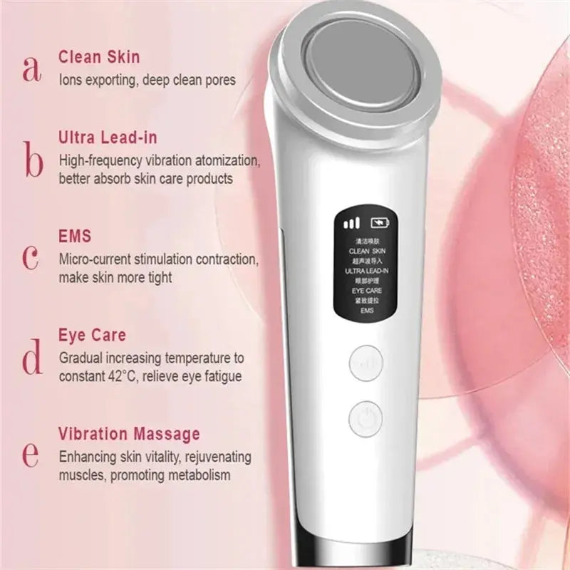 Home Use Ultrasonic Facial Cleansing Beauty Device EMS Vibration Face Lifting Massage Cleansing Beauty Skin Tightening Machine Vior Paris