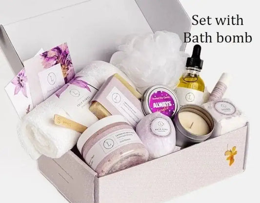 All Natural Lavender Gift Box with Bath Bomb and Shower Steamer - bath & body products Vior Paris