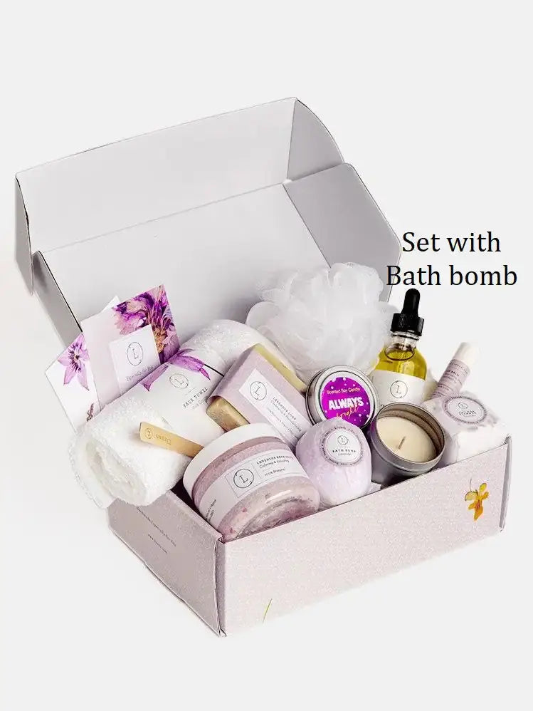 All Natural Lavender Gift Box with Bath Bomb and Shower Steamer - bath & body products Vior Paris