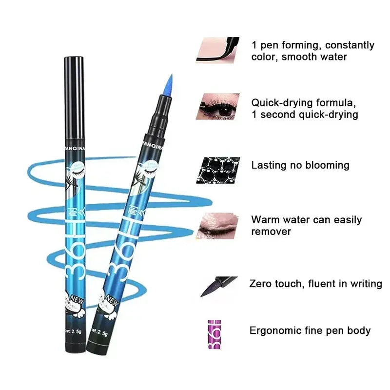 Black Liquid Eyeliner Waterproof Eyeliner Pencil 36H Long-Lasting Liquid Eye Liner Pen Quick-Dry No Blooming Cosmetics Tool - Vior Paris