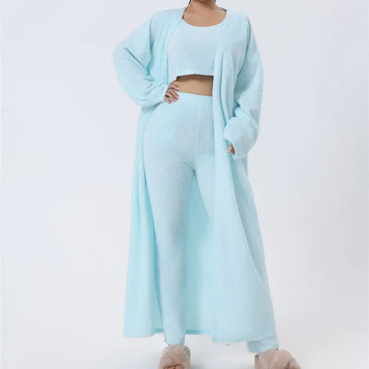 Cozy Pajama Set, 3 Piece Lounge Set, Cute Loungewear, Warm Suit Sets, Matching Set, Lounge Set, 3 Piece Pant Sets, Women Winter Dress Vior Paris