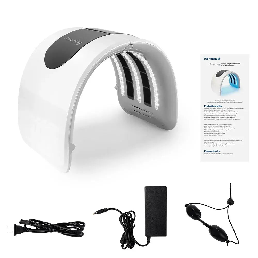 Foreverlily LED Phototherapy Beauty Equipment 7 Colors LED Photon Heating Therapy Facial Mask Skin Firm Spot Acne Remove Device - Vior Paris