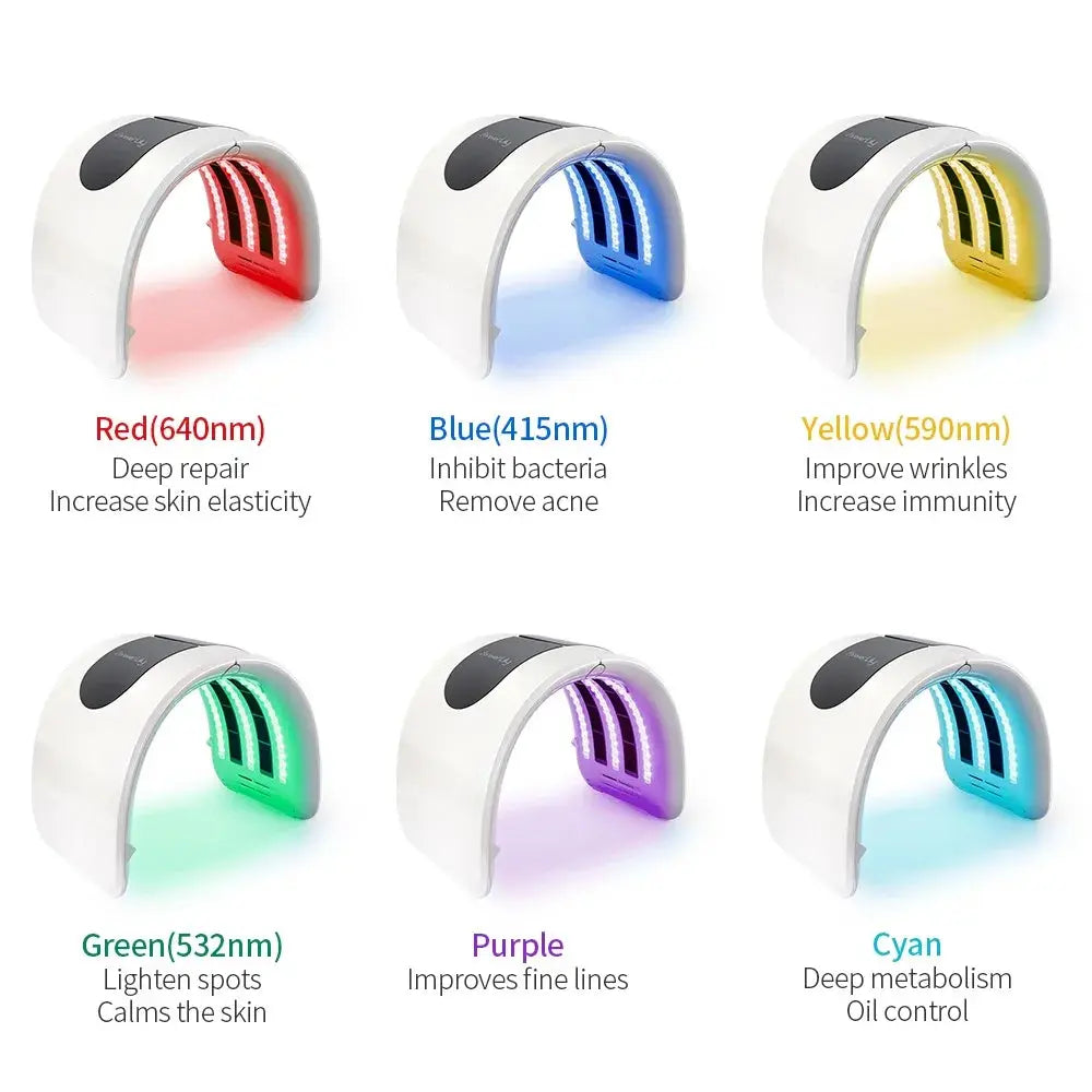 Foreverlily LED Phototherapy Beauty Equipment 7 Colors LED Photon Heating Therapy Facial Mask Skin Firm Spot Acne Remove Device Vior Paris