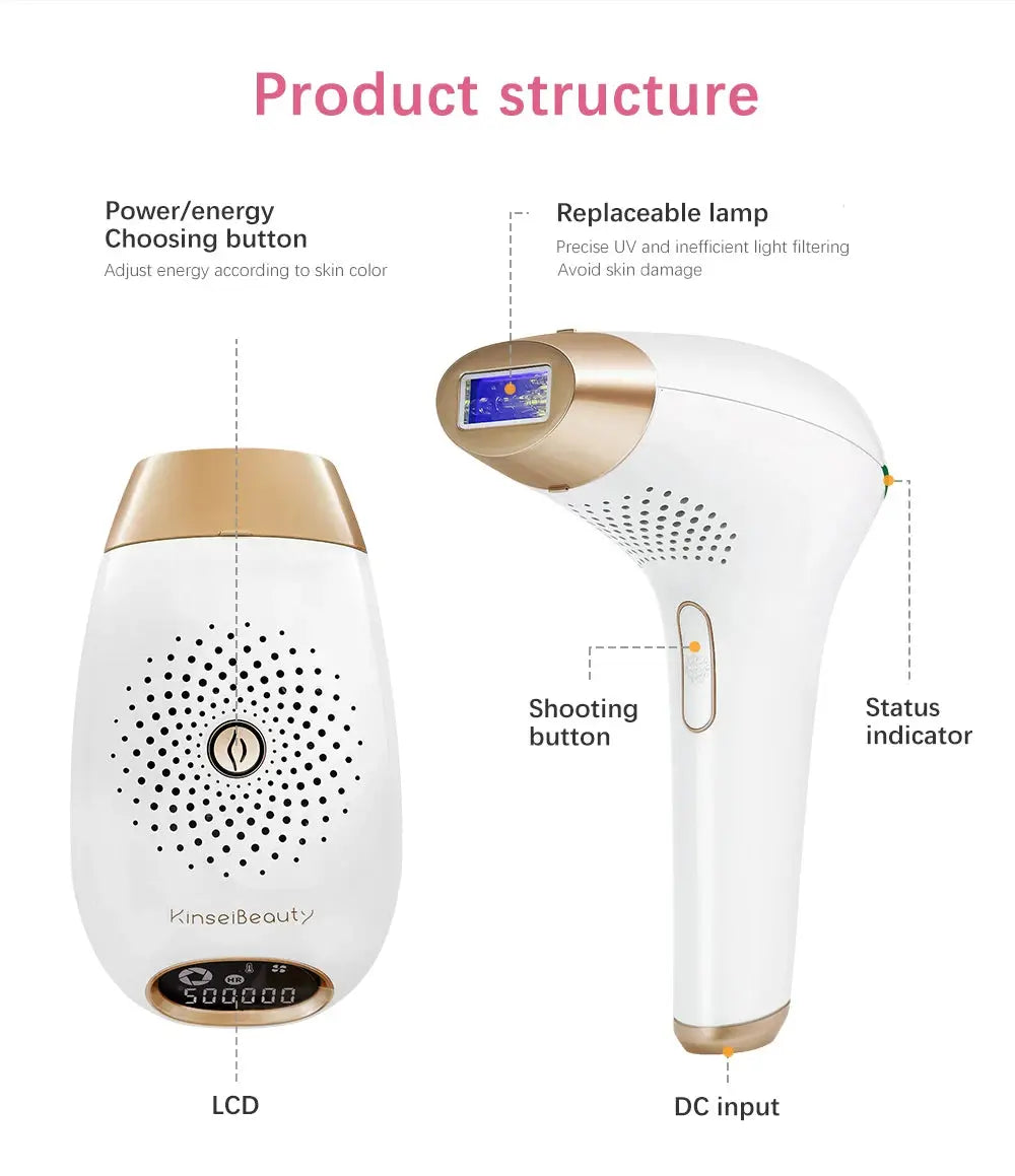 IPL Hair Removal Machine Electric Lazer Women Bikini Epilator Kinseibeauty Small Window Lens Permanent Facial Body Hair Remover Vior Paris