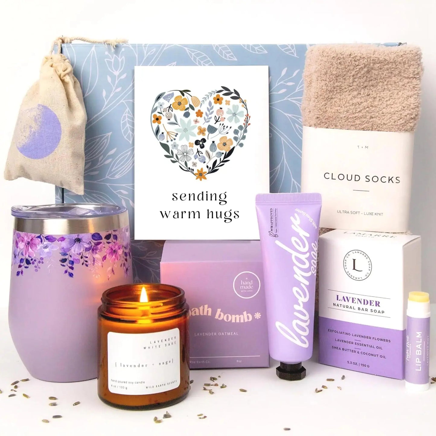 Lavender Spa Gift Basket For Women Relaxation Gifts Self Care Package with Vior Paris