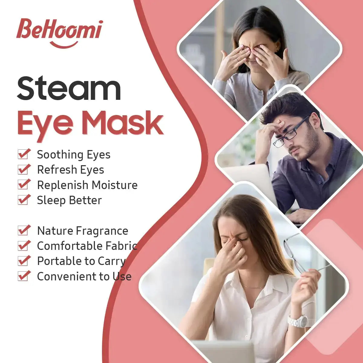 Steam Eye Mask, 20 Packs Heated Eye Mask Warm Compress for Eyes, Disposable Self Heating Eye Mask for Sleep, Spa, Travel Essentials & Relaxation Gifts for Women, Men (Rose) Rose Vior Paris