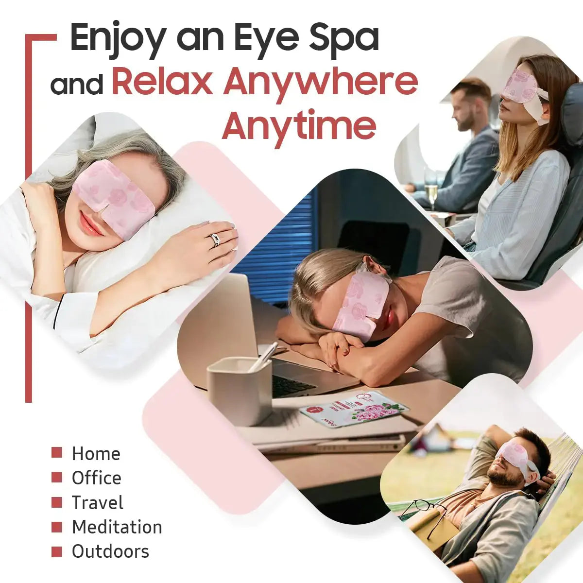 Steam Eye Mask, 20 Packs Heated Eye Mask Warm Compress for Eyes, Disposable Self Heating Eye Mask for Sleep, Spa, Travel Essentials & Relaxation Gifts for Women, Men (Rose) Rose Vior Paris
